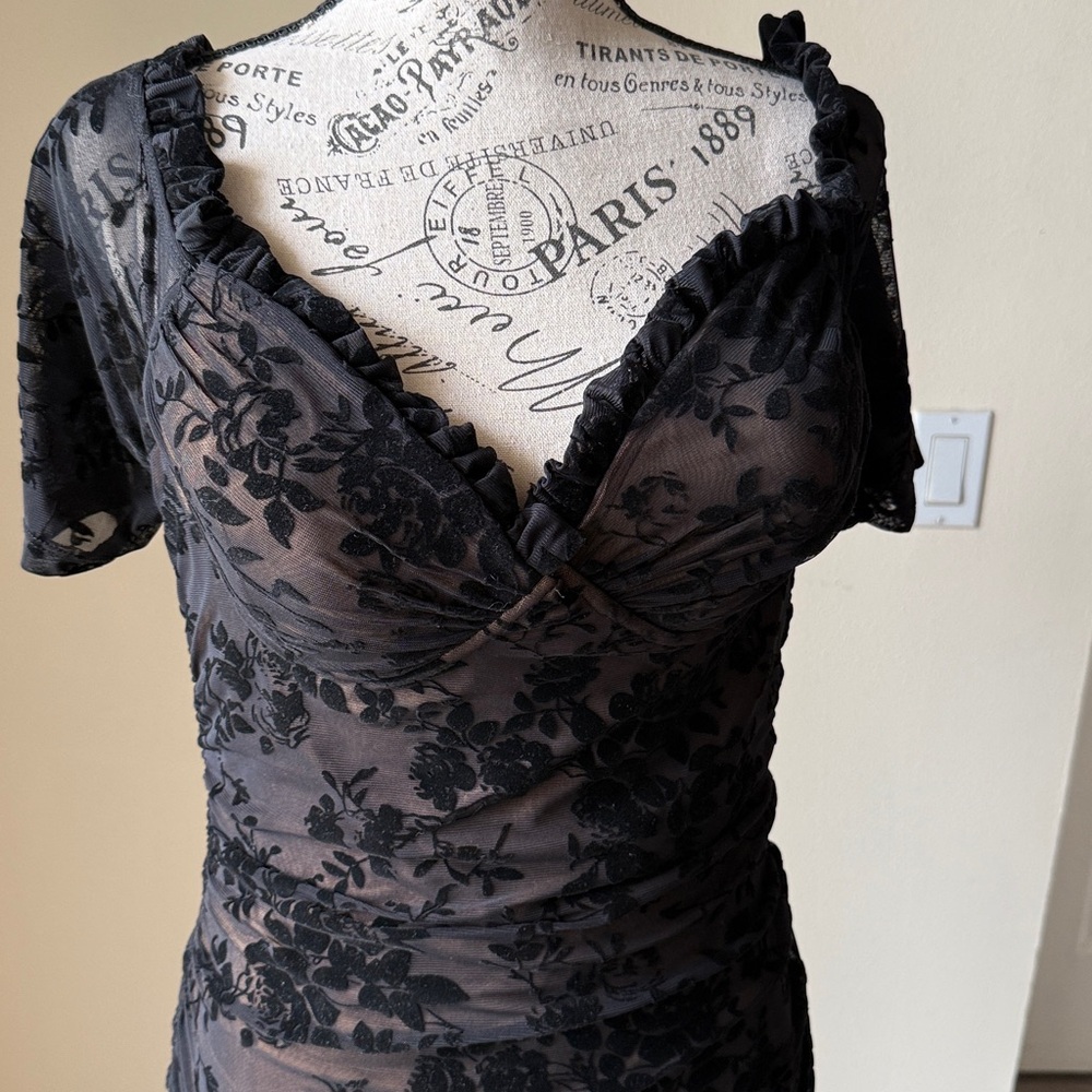 SHEIN Tan/Black Lace Dress Size L.